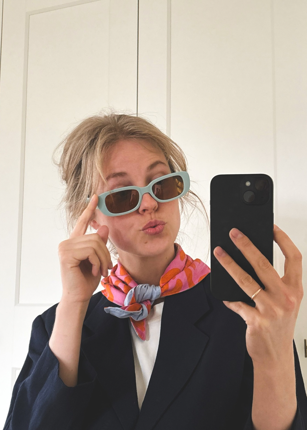 Bloemen/blauw katoenen sjaal