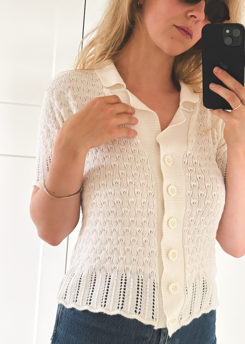 Witte polo top - maat S/M