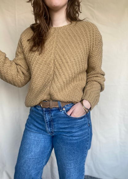 Wol/katoen beige trui - maat L/XL