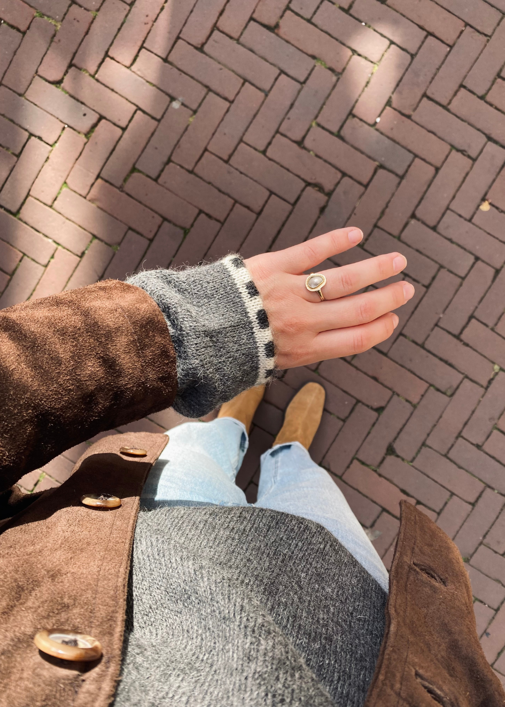 Bruin suede jacket - maat L