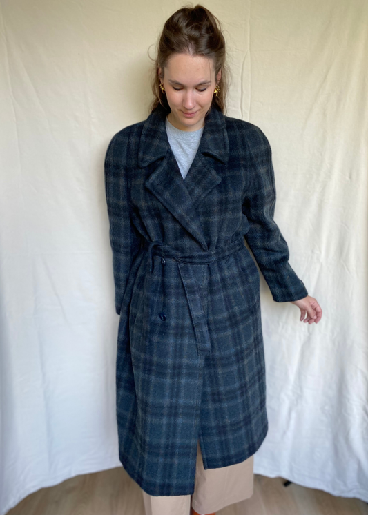 Geruiten woolcoat - maat L/XL