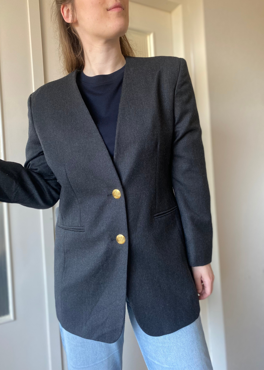 Antraciet aangesloten blazer - maat M/L