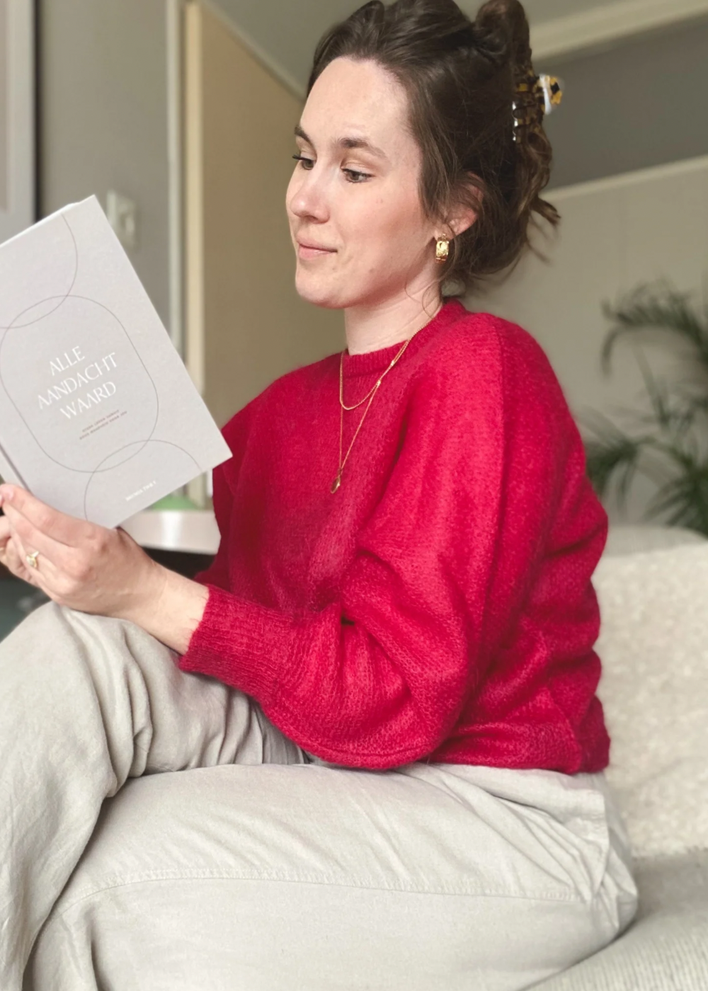 Magenta mohair trui - maat S/M