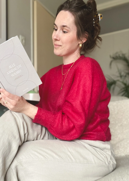 Magenta mohair trui - maat S/M