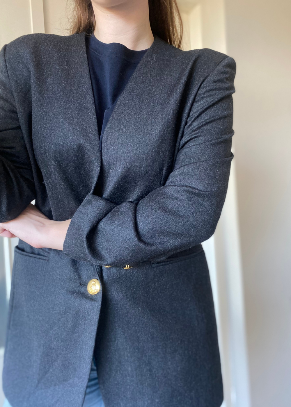 Antraciet aangesloten blazer - maat M/L