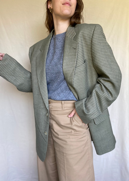 Groen geblokte blazer - maat XL/XXL