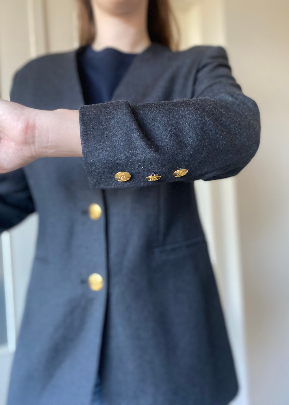 Antraciet aangesloten blazer - maat M/L