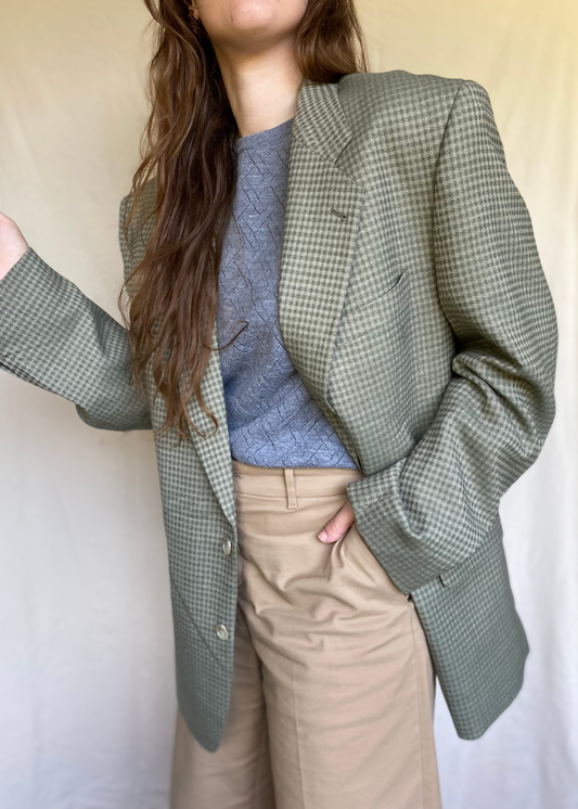 Groen geblokte blazer - maat XL/XXL