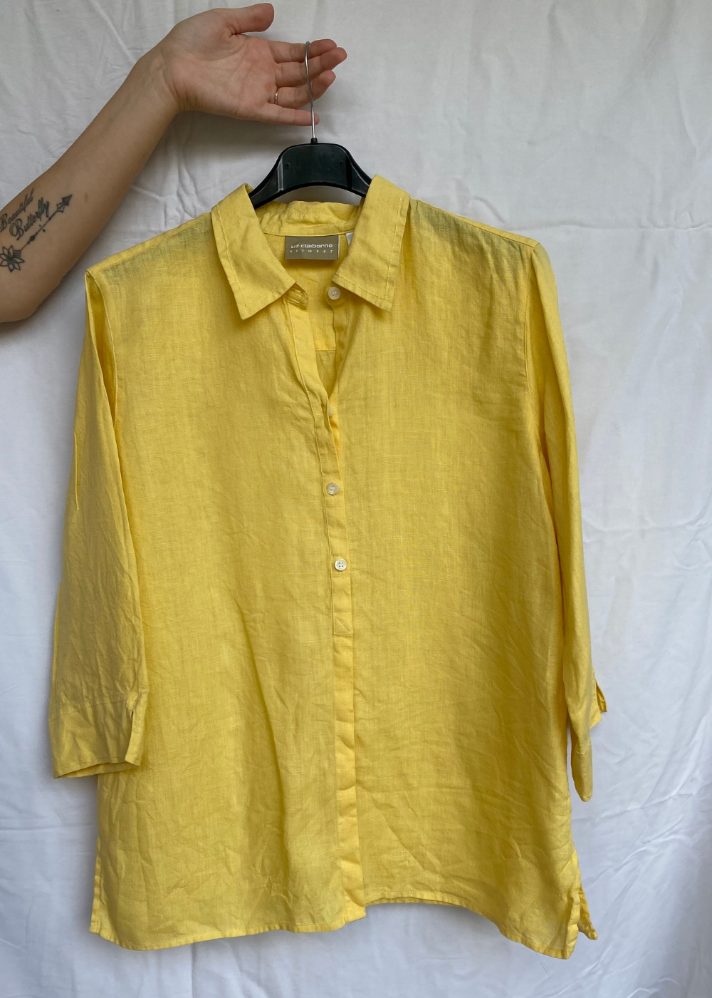 Gele linnen dames blouse - maat S/M