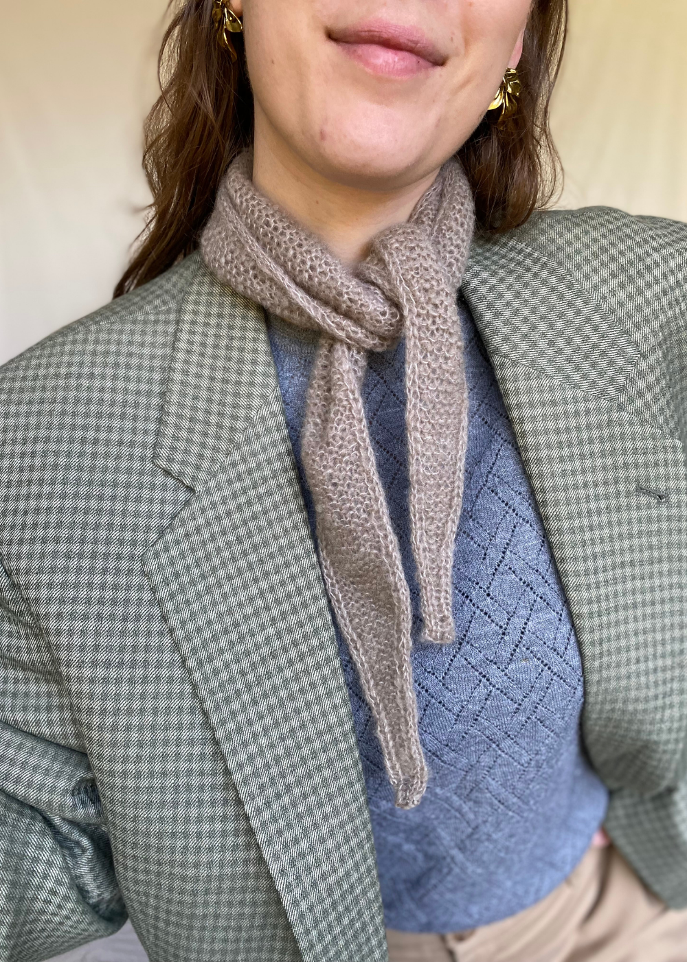Taupe kleur mohair sjaal
