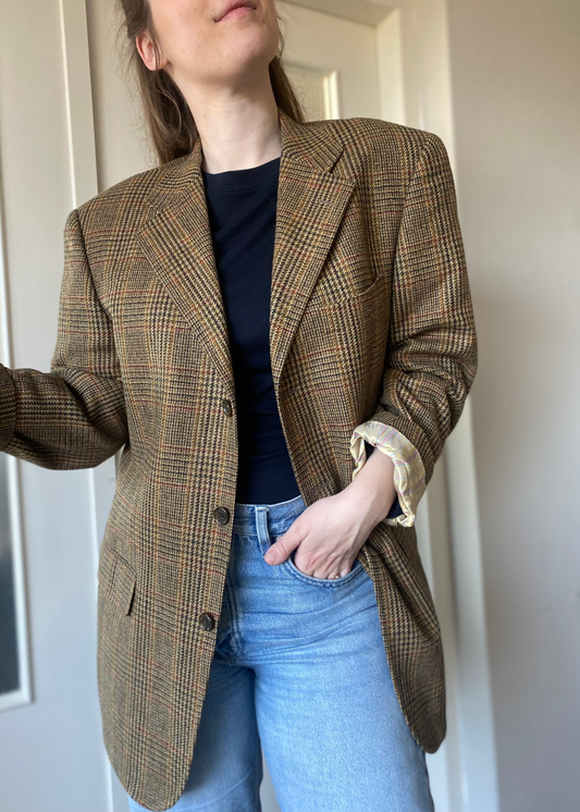 Beige geruiten blazer - maat L/XL