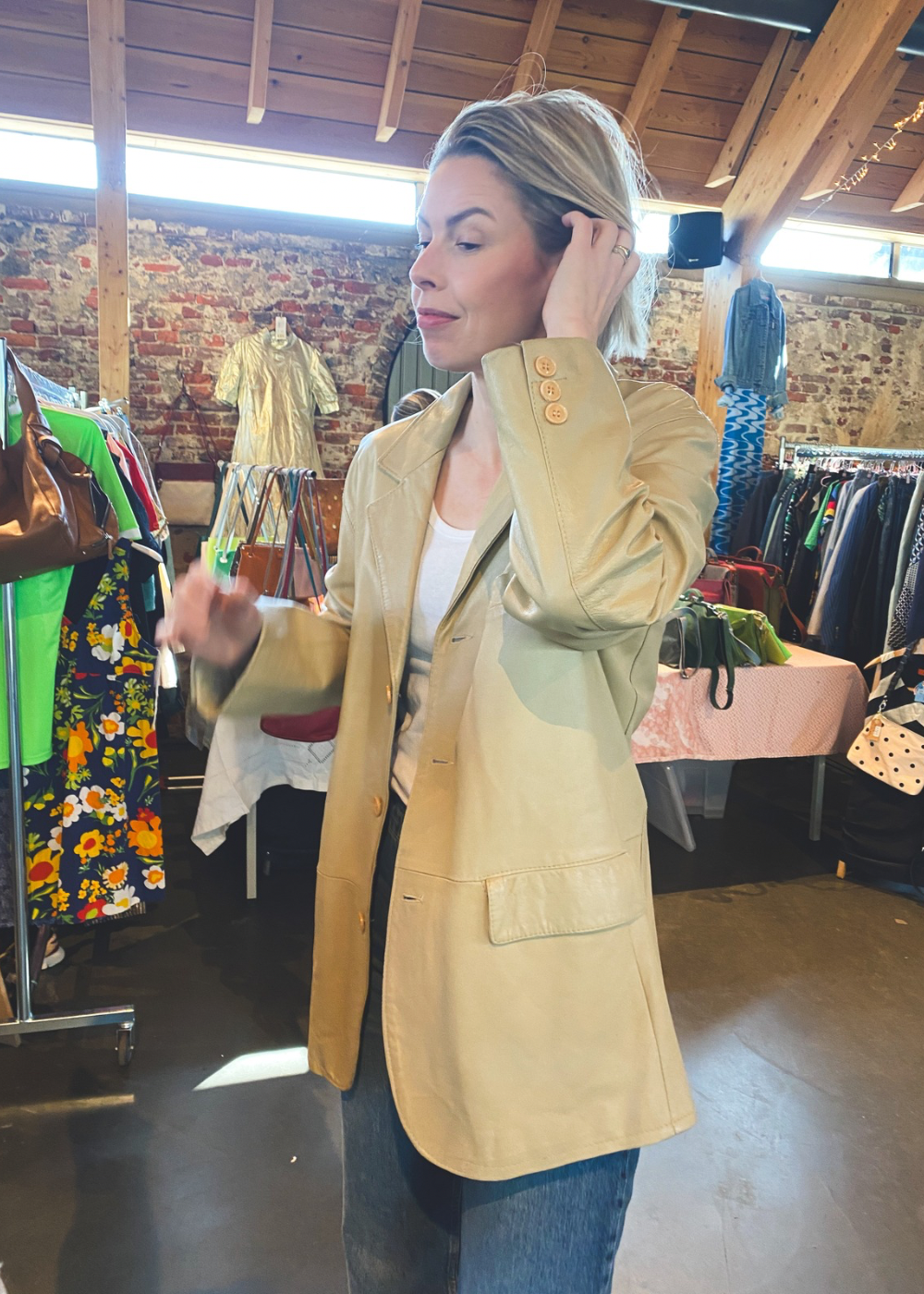 Licht beige dames jas - maat L/XL