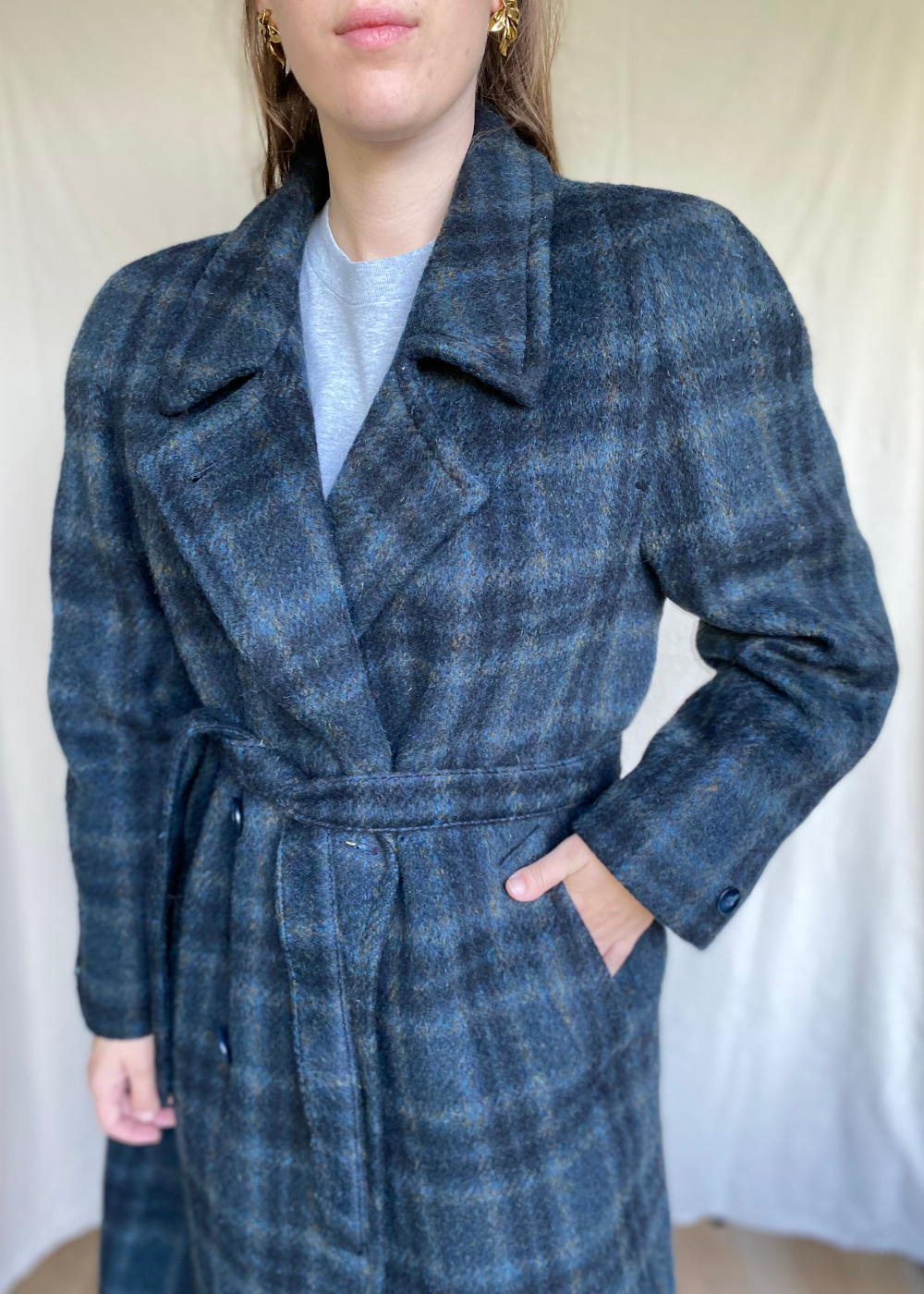 Geruiten woolcoat - maat L/XL