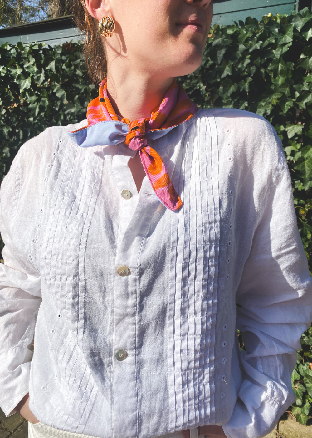 Bloemen/blauw katoenen sjaal