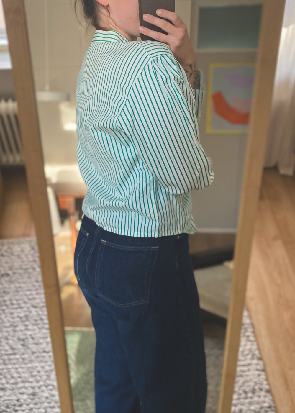 Groen gestreepte blouse - maat L