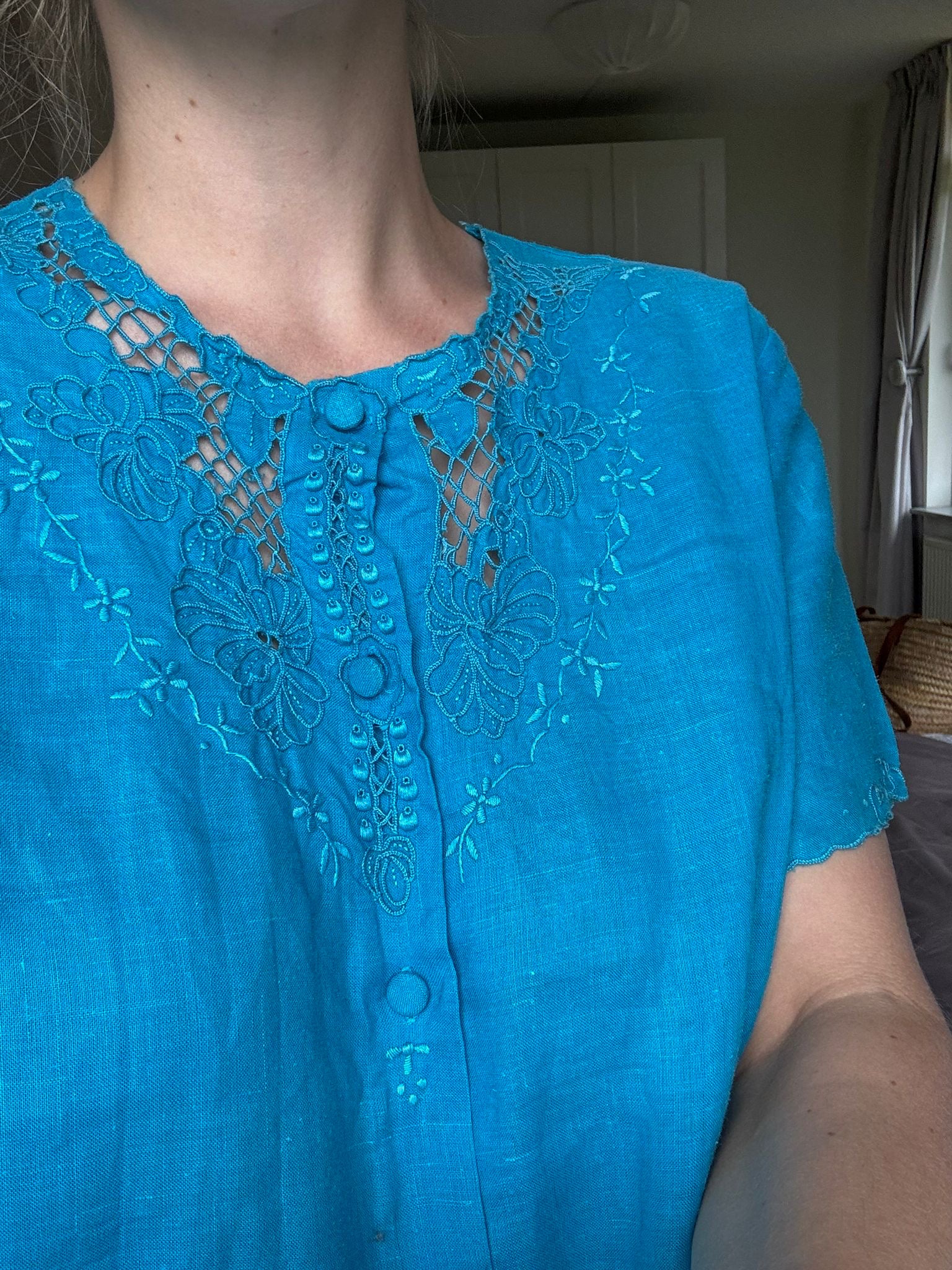 100% katoenen blauwe jurk - maat S/M