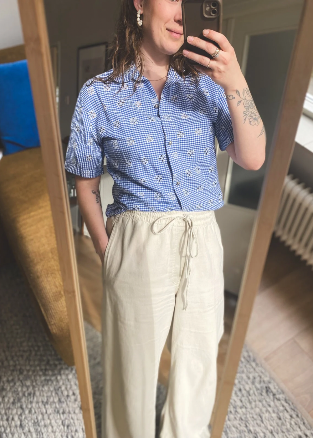 Katoenen blouse met borduursel - maat S/M