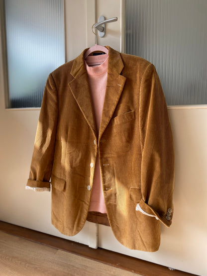 Dames camel beige ribstof blazer - maat L/XL