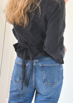 Dames zwarte linnen blouse - maat XS/S