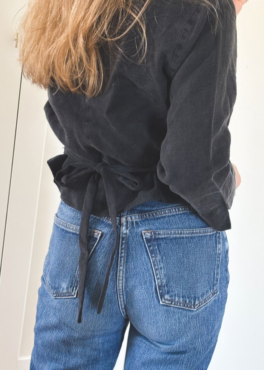 Dames zwarte linnen blouse - maat XS/S