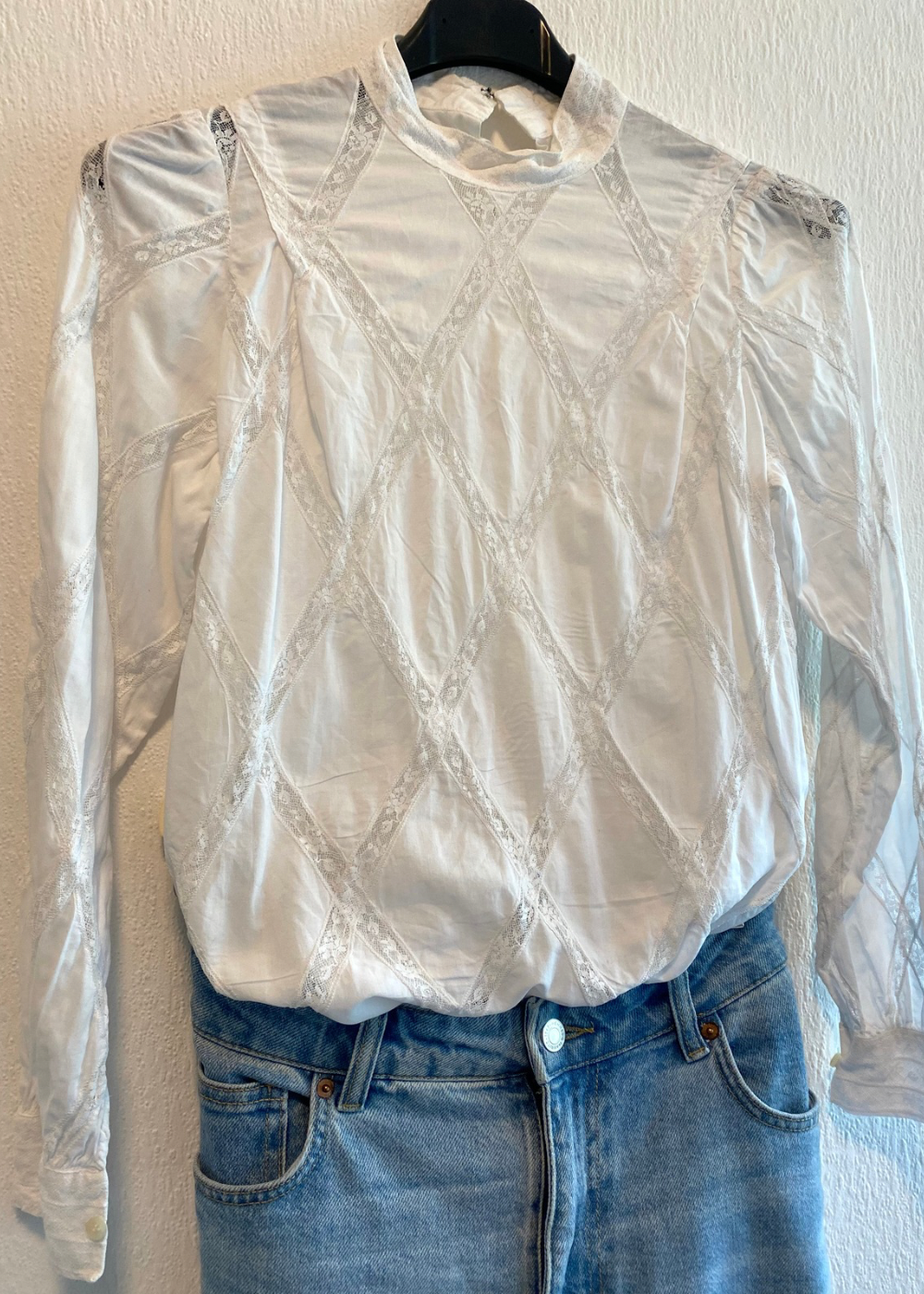 Witte kanten dames blouse - maat XS/S