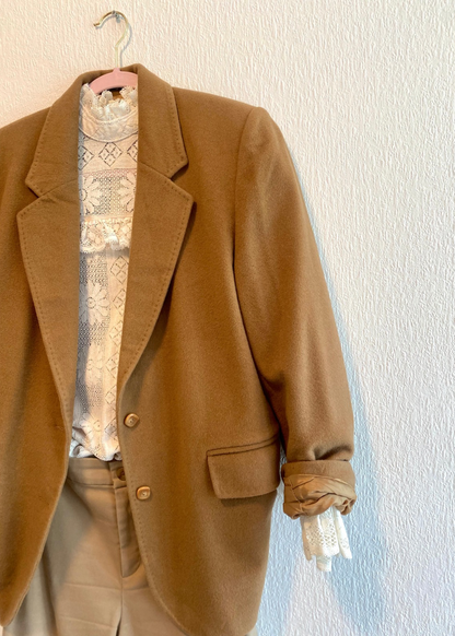 Dames beige blazer gemaat van lana wol - maat S/M