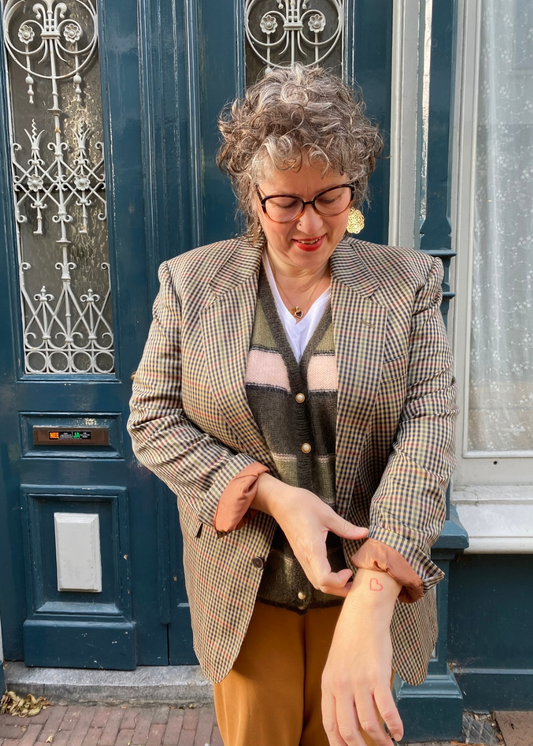 Geruiten print blazer - maat XL/XXL