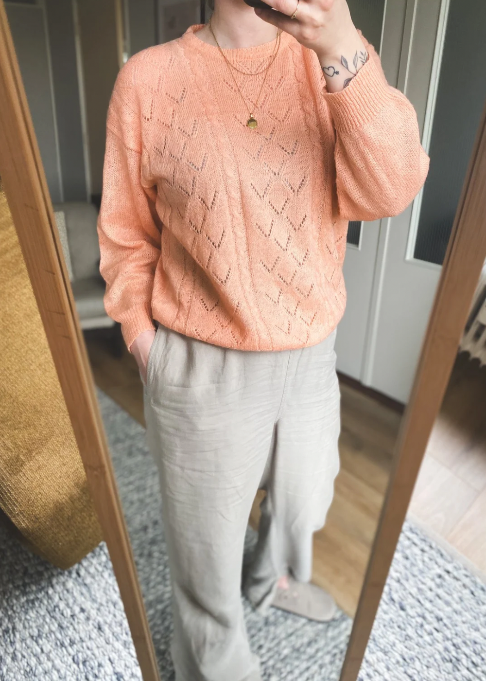 Zalmroze longsleeve top - maat M/L