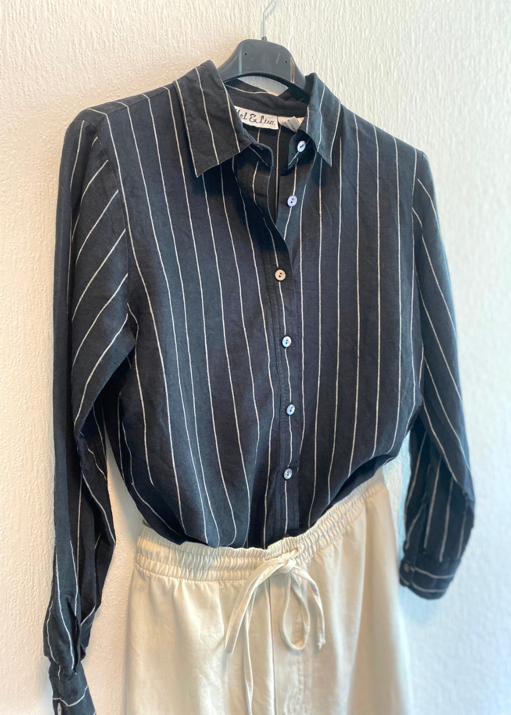 Zwarte linnen dames blouse - maat S/M