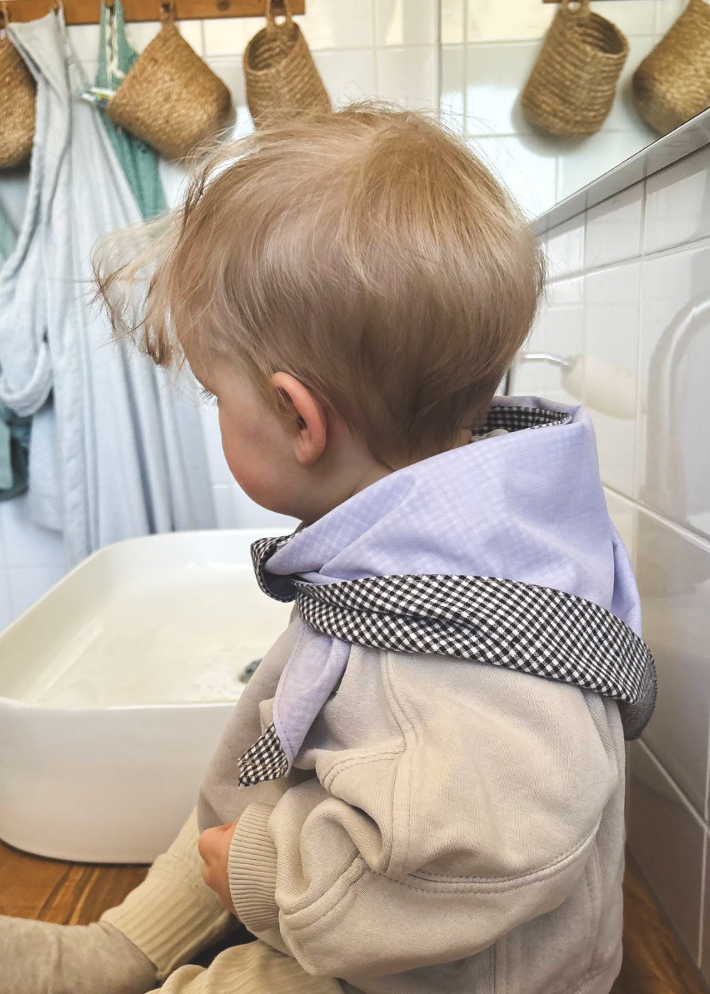 Geruit/lila katoenen sjaal