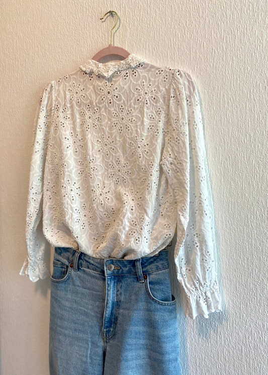 100% katoenen dames blouse met kant - maat XS/S
