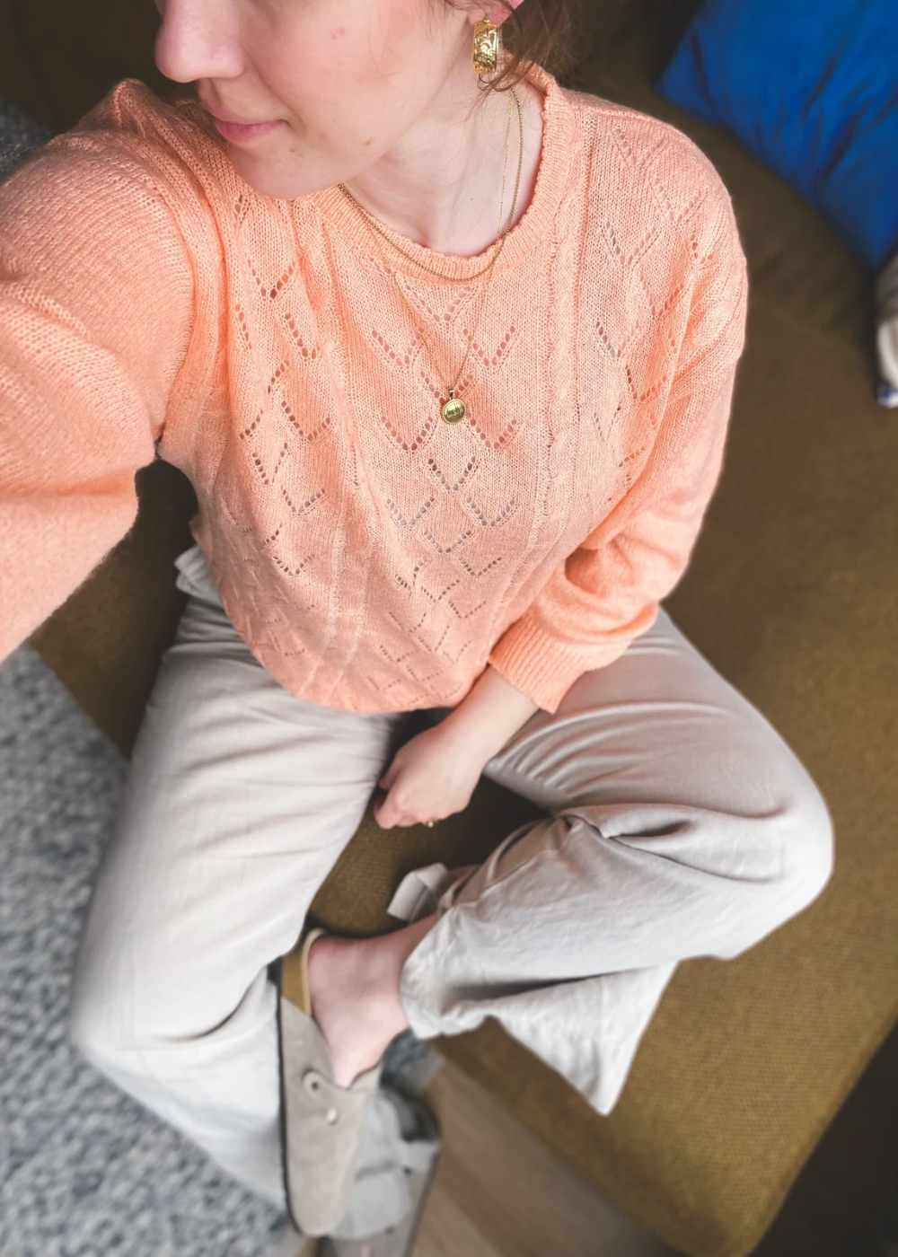 Zalmroze longsleeve top - maat M/L