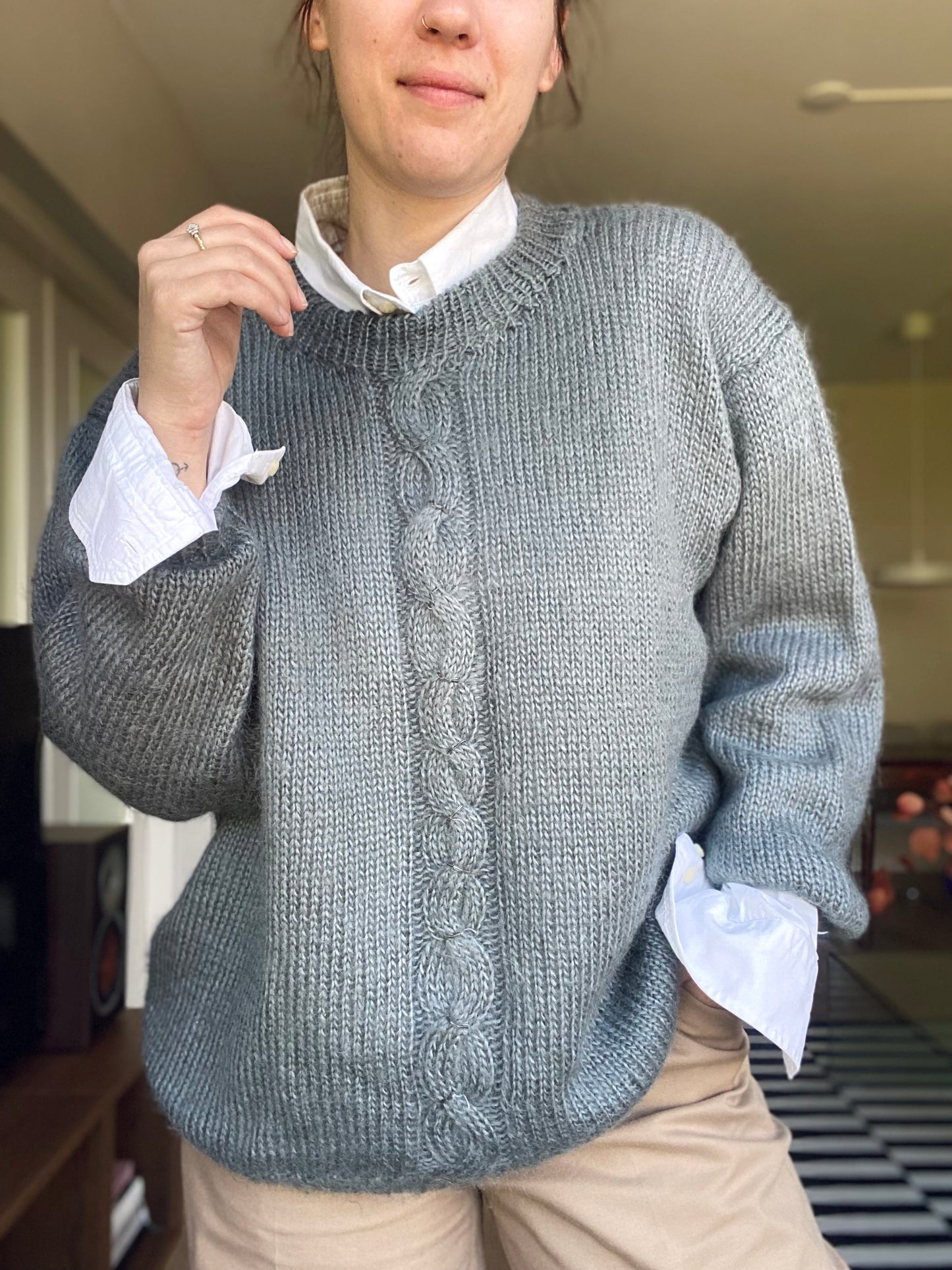 Grijze wollen dames trui - maat XL/XXL