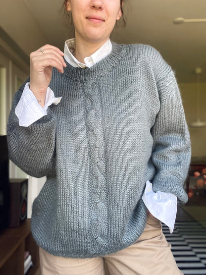 Grijze wollen dames trui - maat XL/XXL