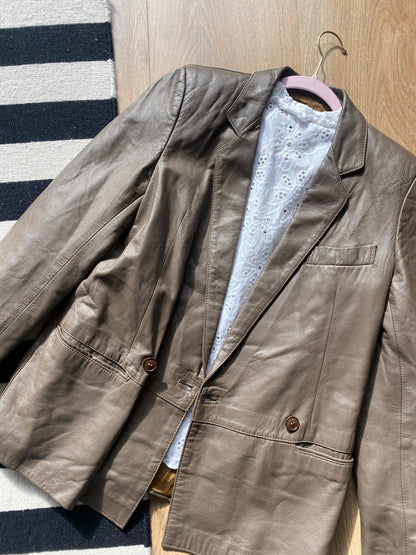 Taupe leren jas - maat S/M