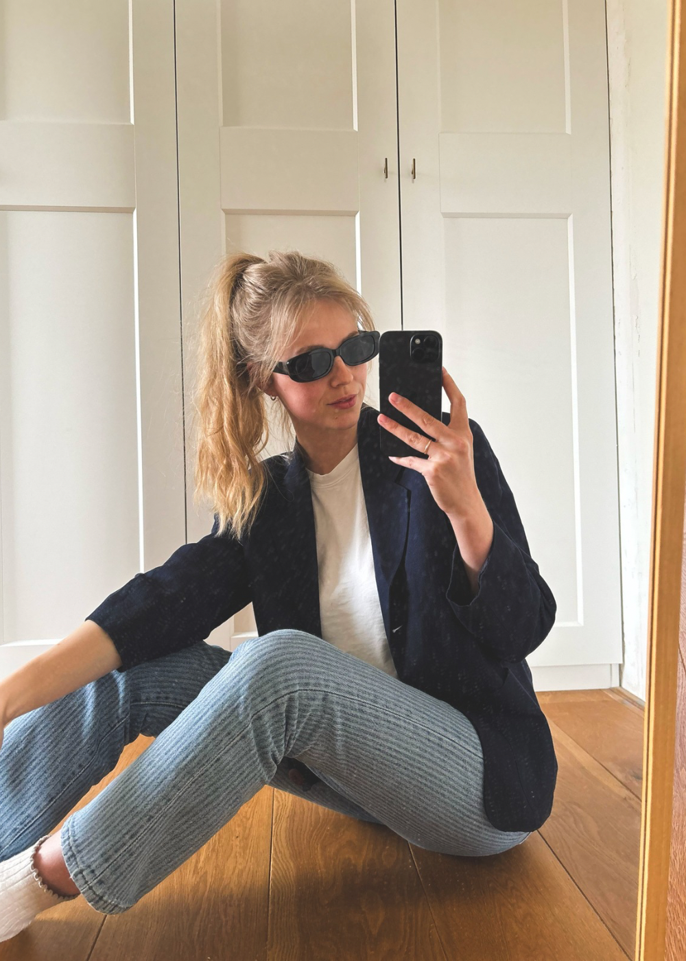 Linnen donkerblauwe blazer - maat XS/S