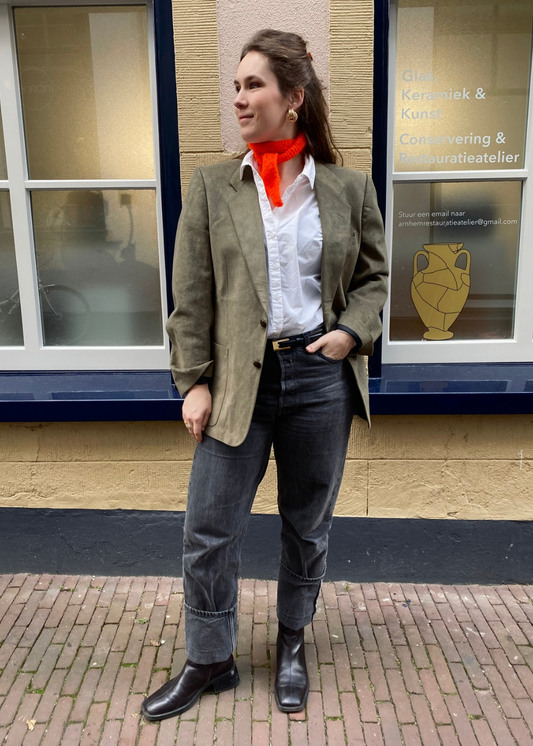 Groene velours blazer – maat L/XL