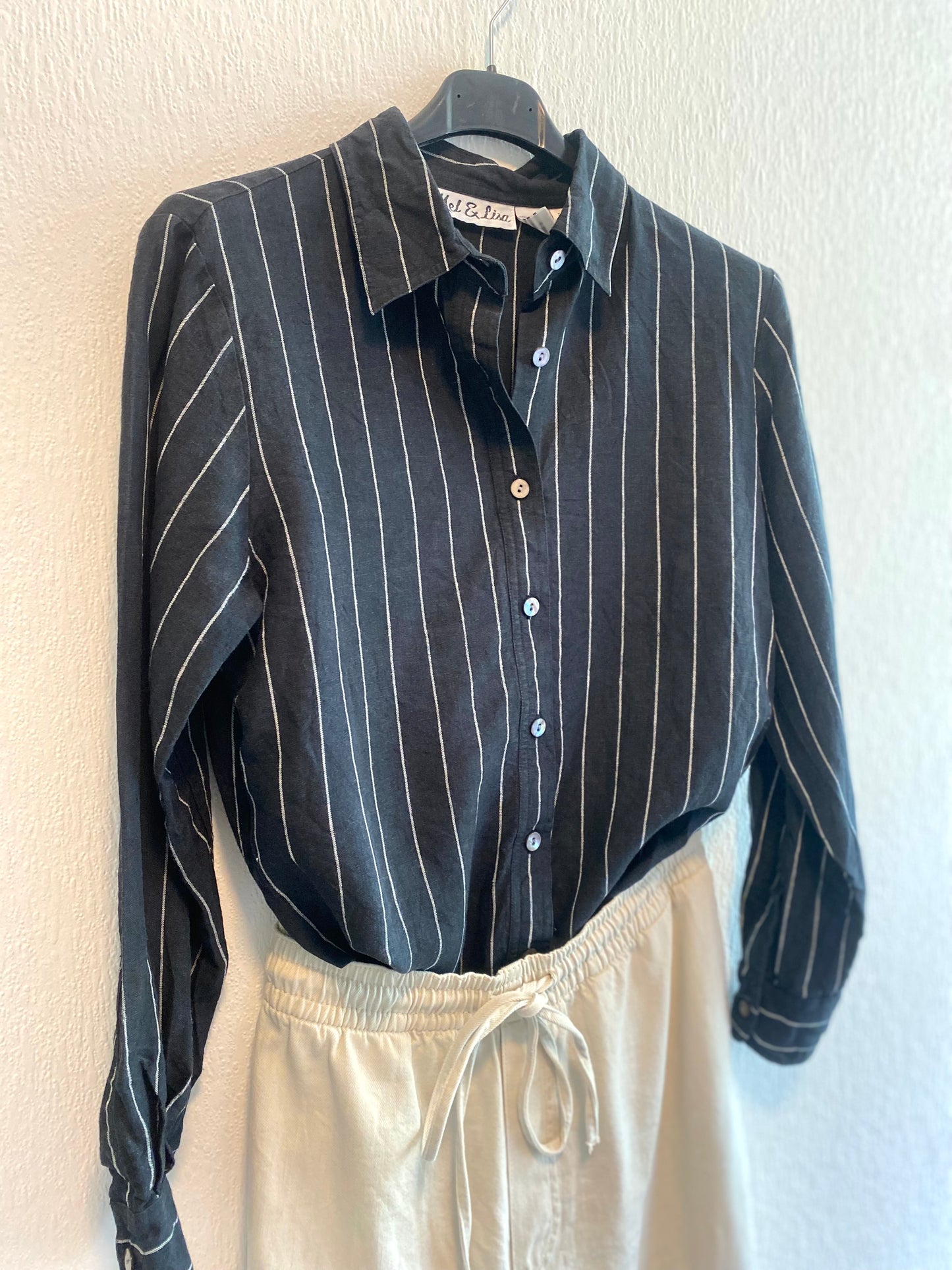 Zwarte linnen dames blouse - maat S/M