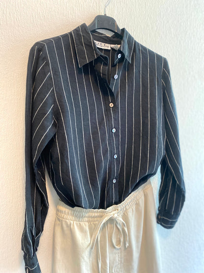 Zwarte linnen dames blouse - maat S/M