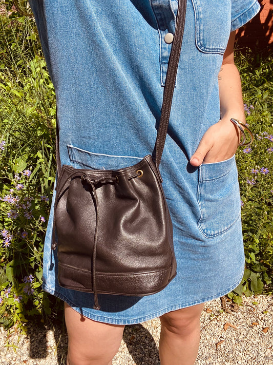 Donkerbruine bucket bag
