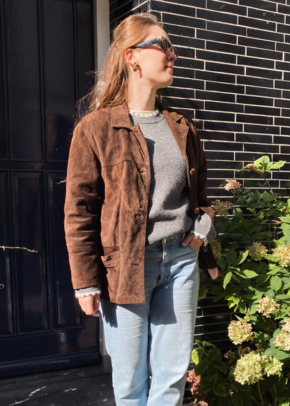 Bruin suede jacket - maat L