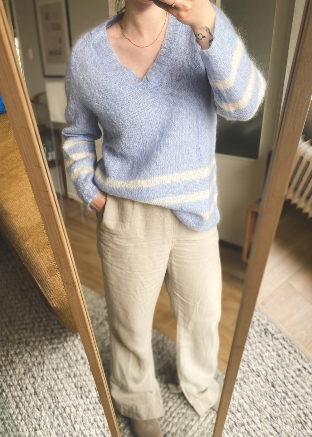 Lichtblauwe mohair trui - maat XL