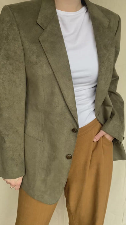 Groene velours blazer – maat L/XL