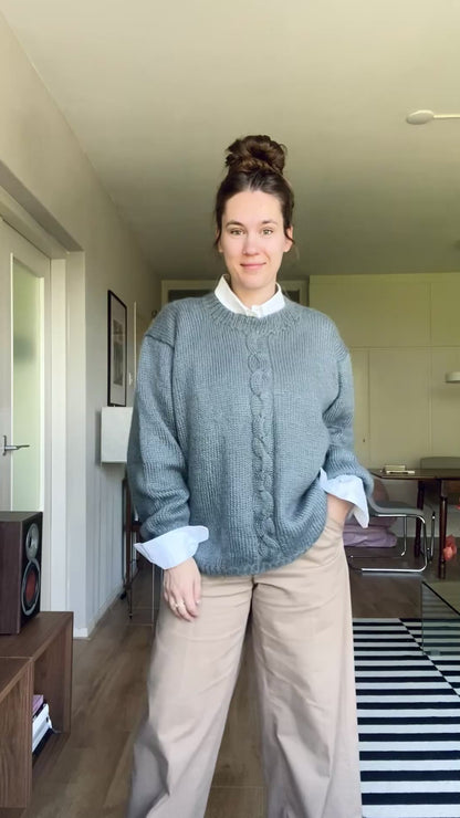 Grijze wollen dames trui - maat XL/XXL