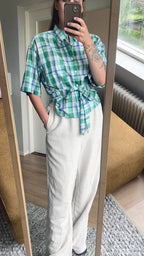 Remade groen geruiten blouse - maat M/L