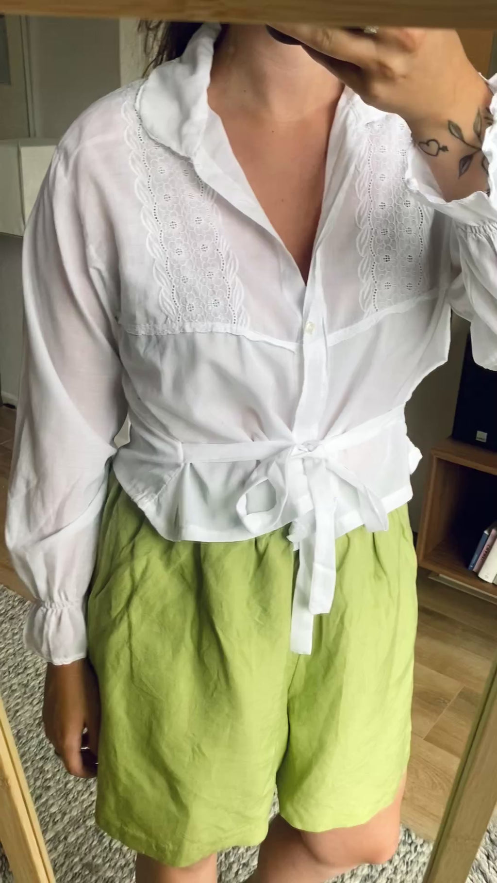 Remade witte kanten blouse - maat M/L