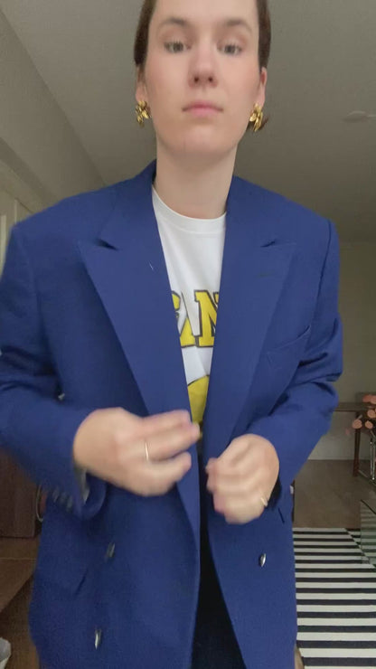 Royal blue wollen blazer - maat L/XL