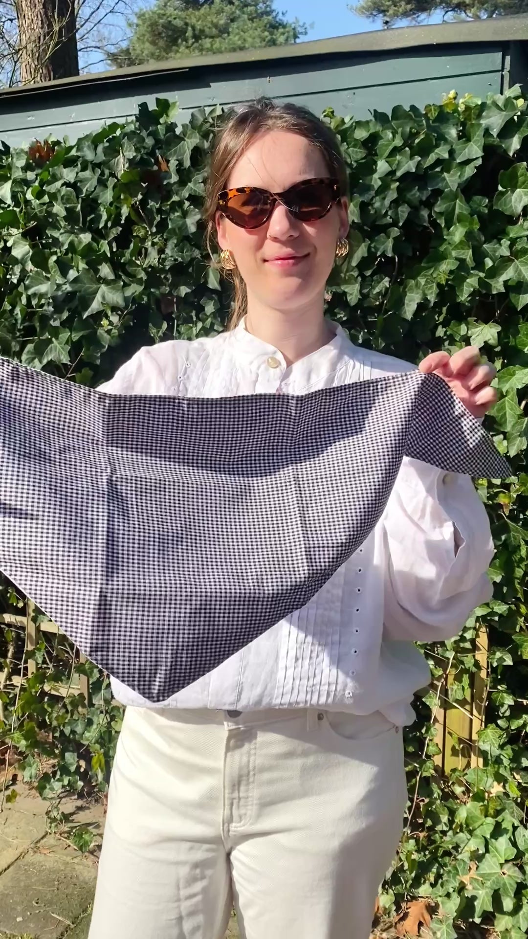 Geruit/lila katoenen sjaal