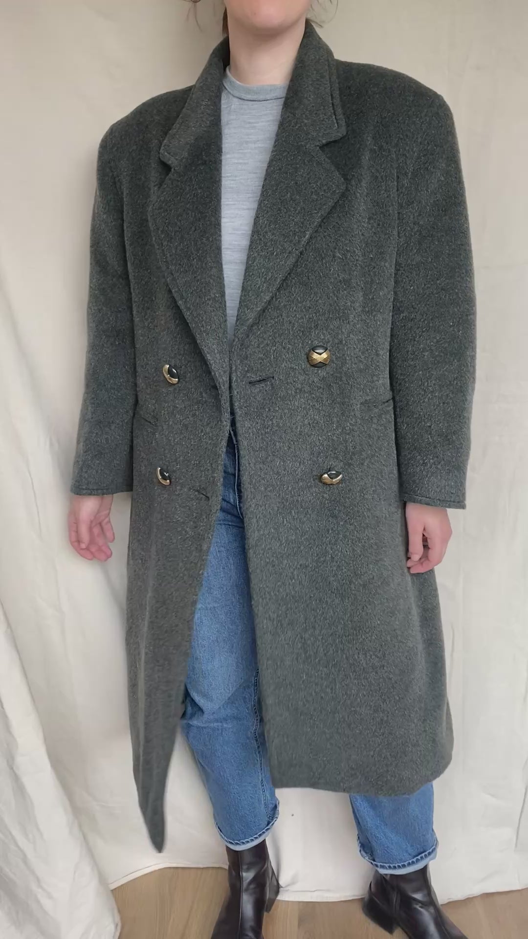 Donkergroene woolcoat – maat L