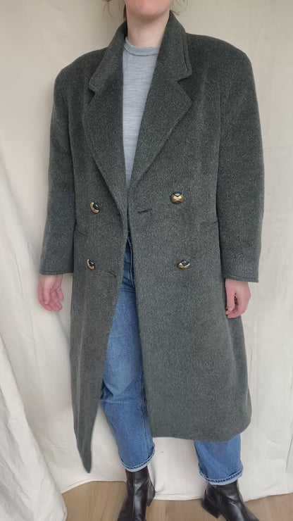 Donkergroene woolcoat – maat L